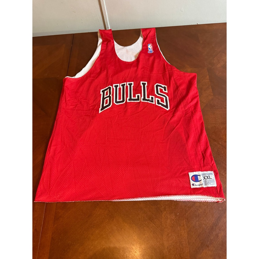Vintage Champion Chicago Bulls Reversible Mesh Jersey XXL Red White 90s NBA